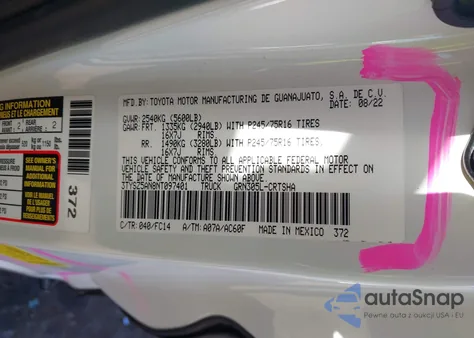 2022 Toyota Tacoma Sr5 V6 из США, поврежденный, VIN 3TYSZ5AN8NT097401